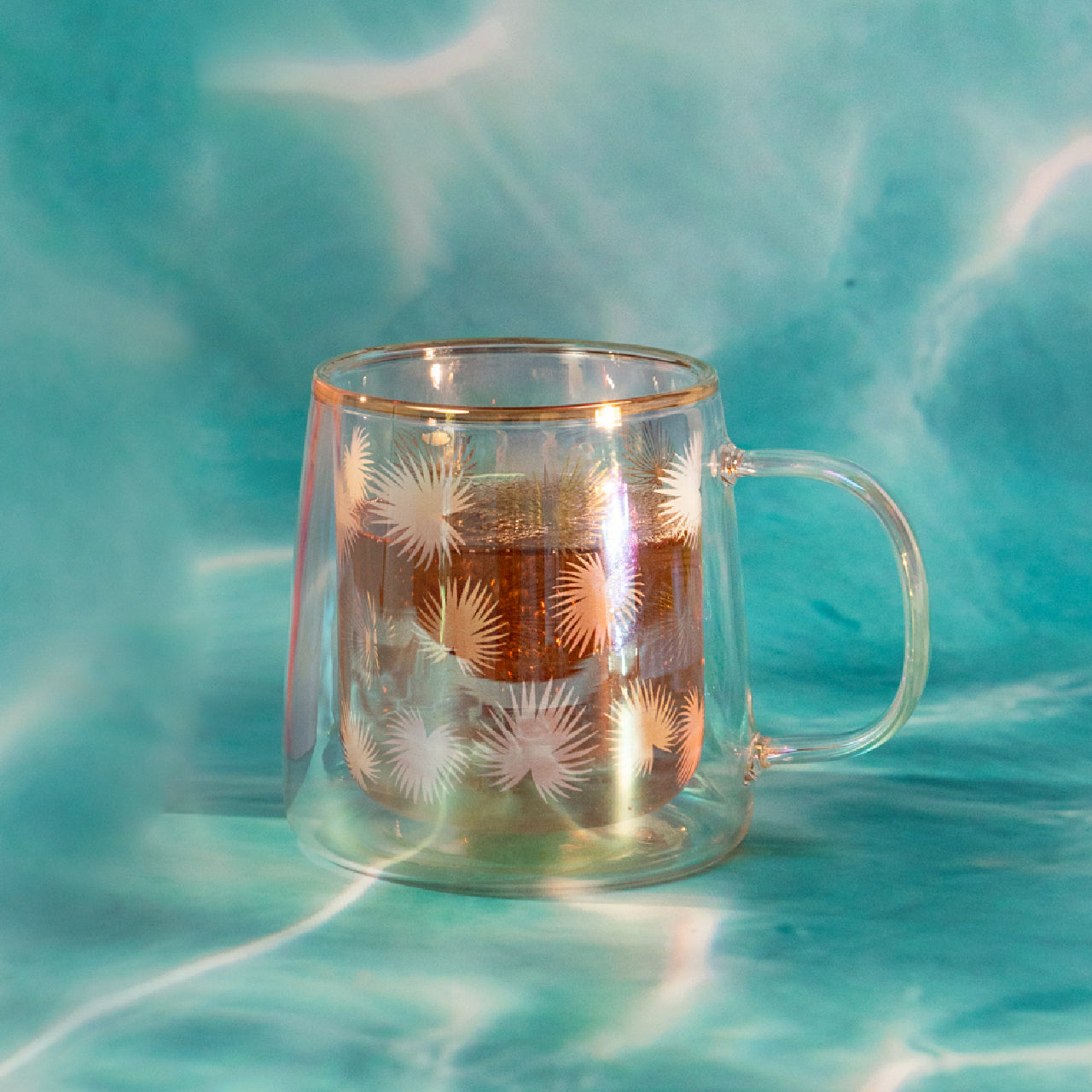 Taza Doble Vidrio Palm Leaves