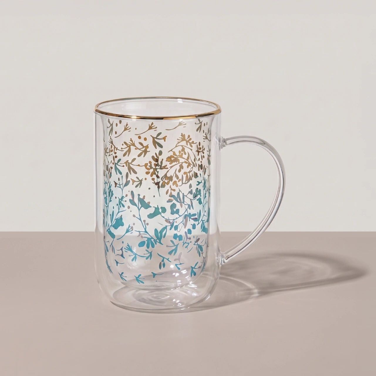 Mug Bhoro Doble Vidrio Tiny Flowers