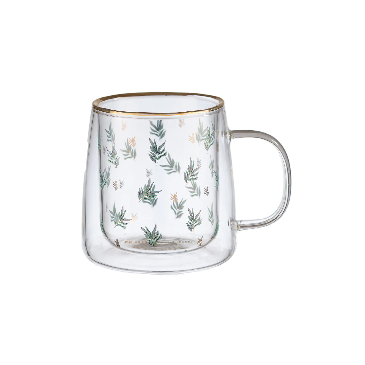 Taza Doble Vidrio Natural Leaves
