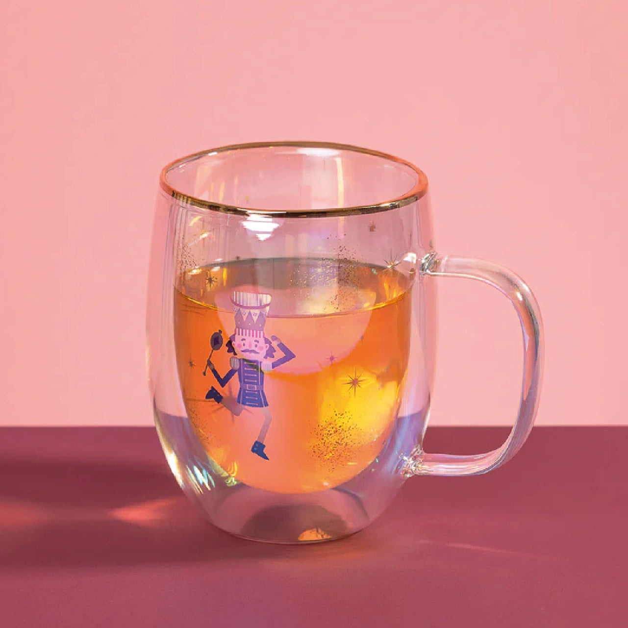 Taza Doble Vidrio Nutcracker