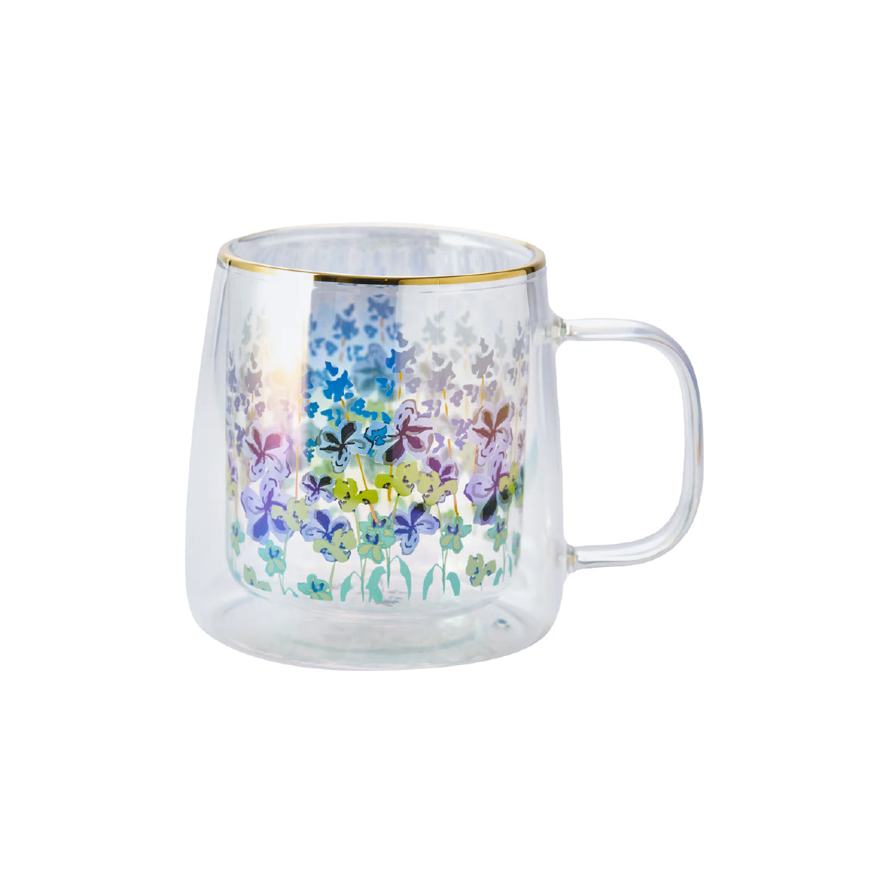 Taza Doble Vidrio Lavender Iridescent