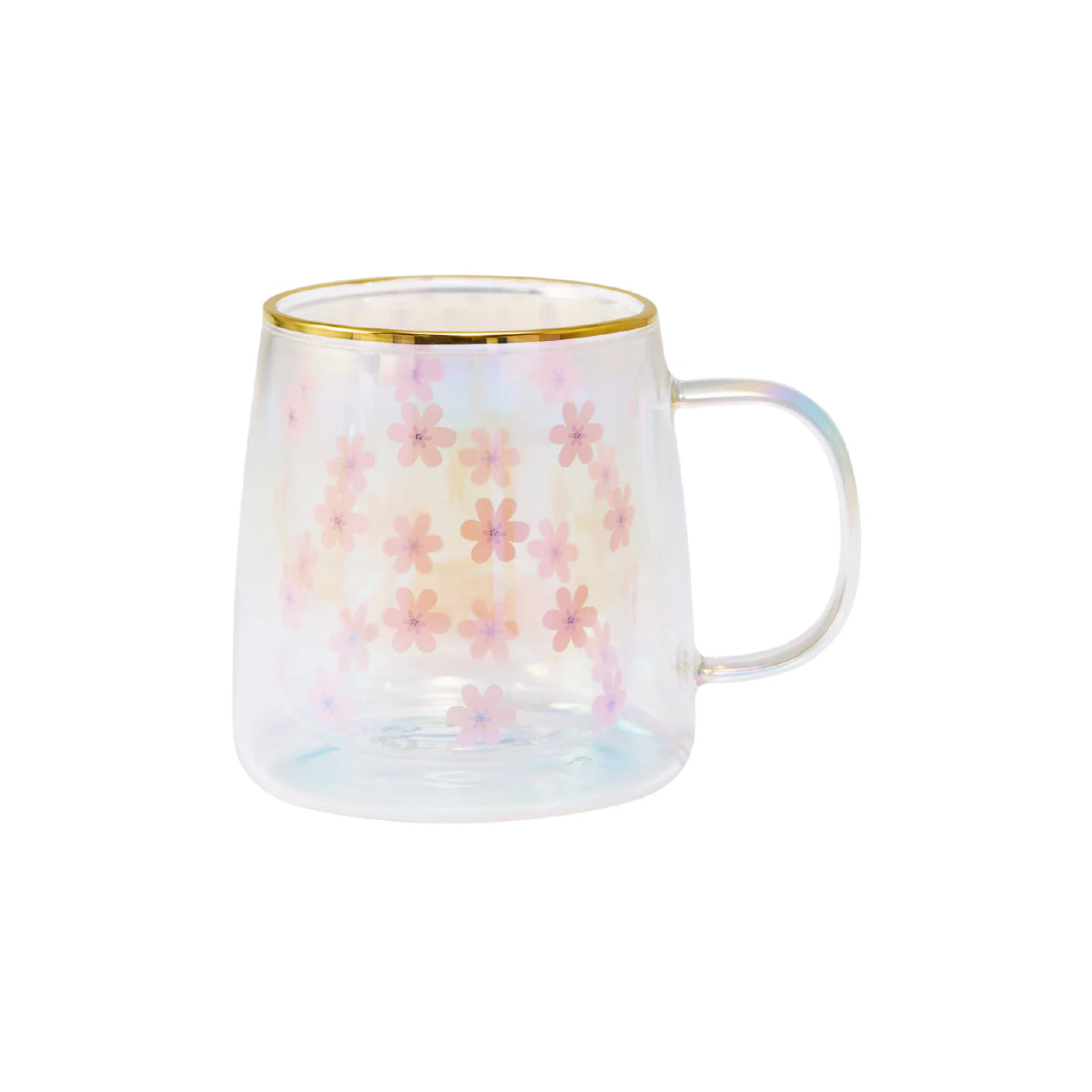 Taza Doble Vidrio Margaritas Iridescent