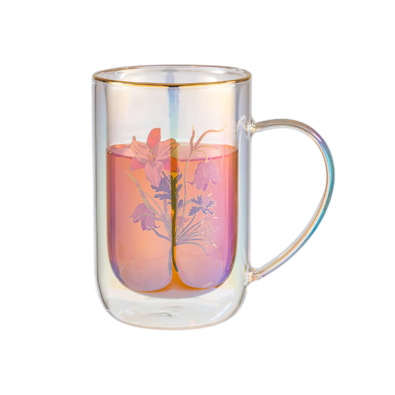Mug bhoro doble vidrio Botanical Bouquet (iridescent)