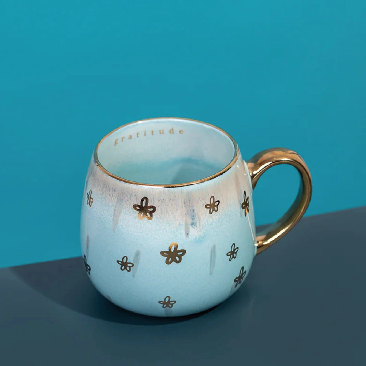 Taza Cerámica Turquoise Flowers