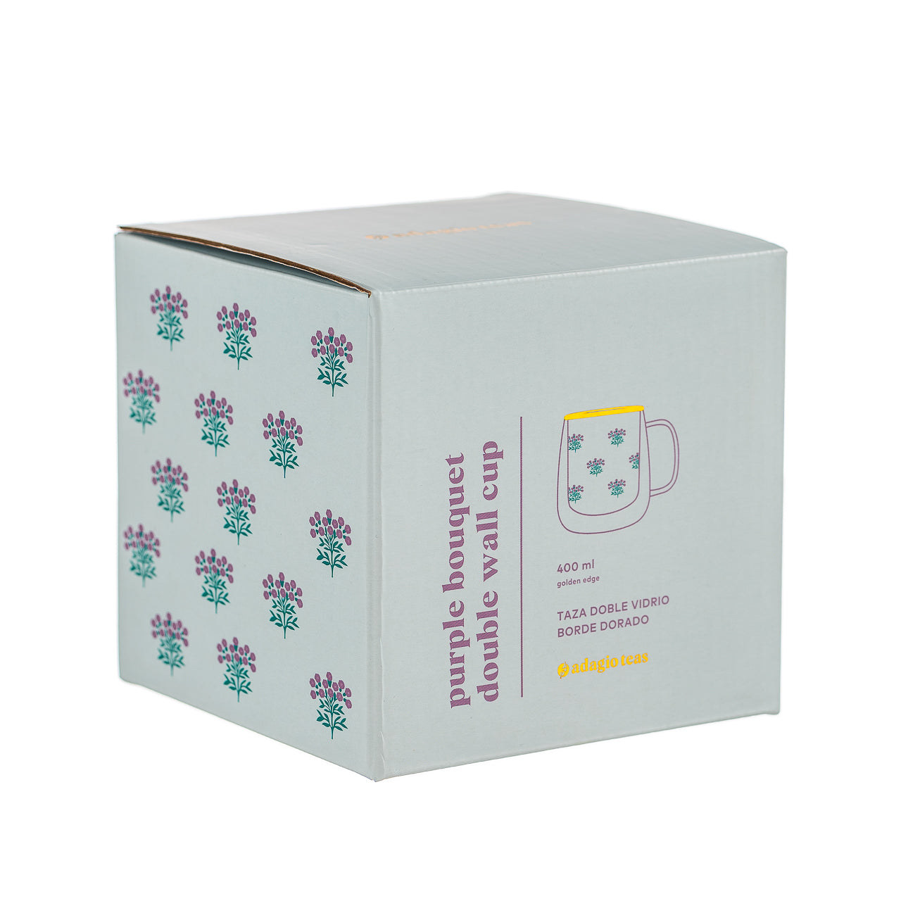 Taza Doble Vidrio Purple Bouquet