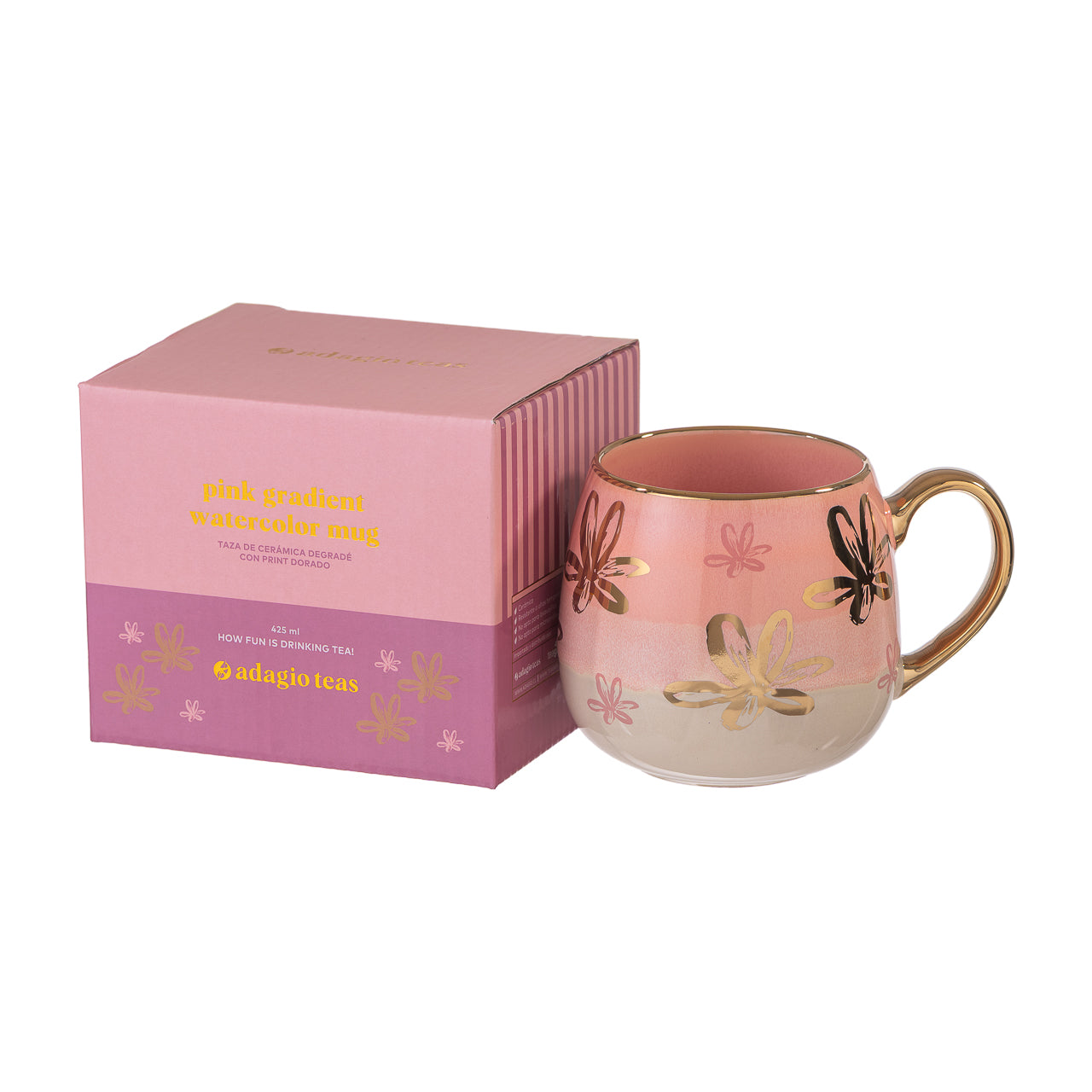 Taza Cerámica Pink Brush Flower