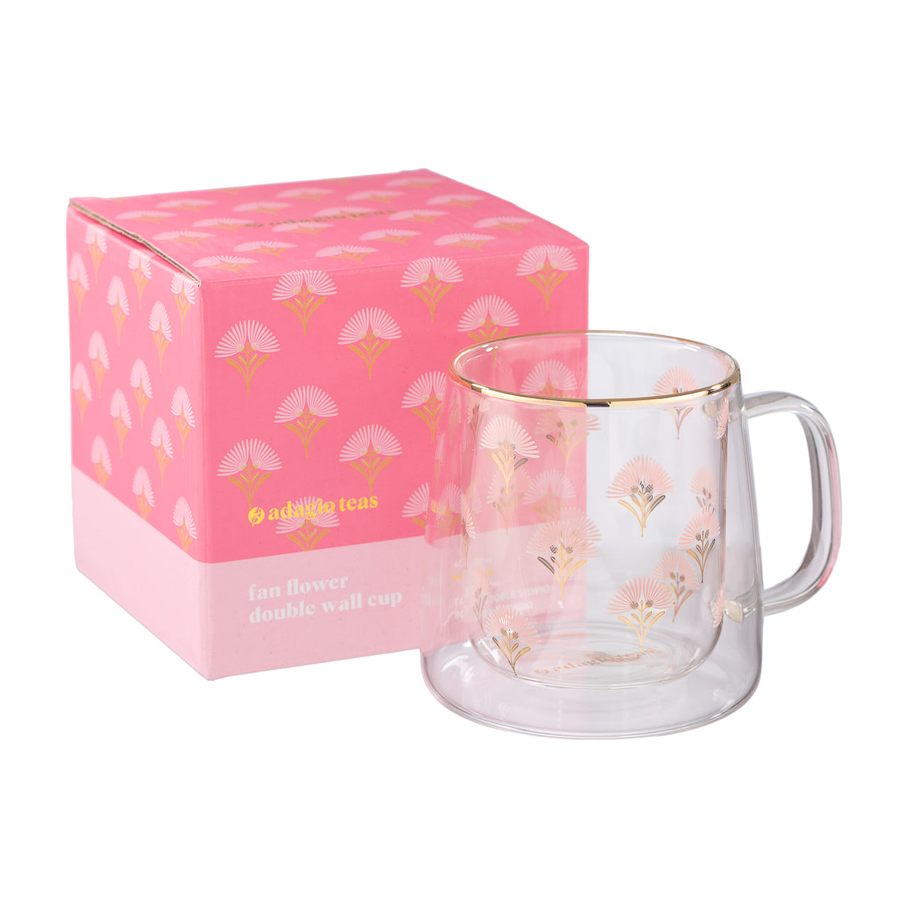Taza Doble Vidrio Fan Flower