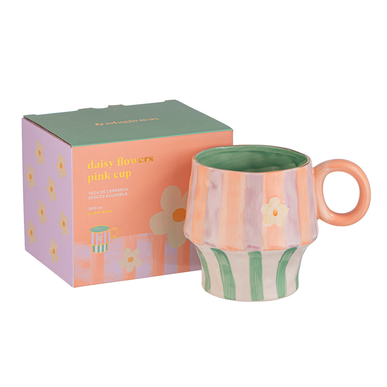Taza Cerámica con Base Rosada