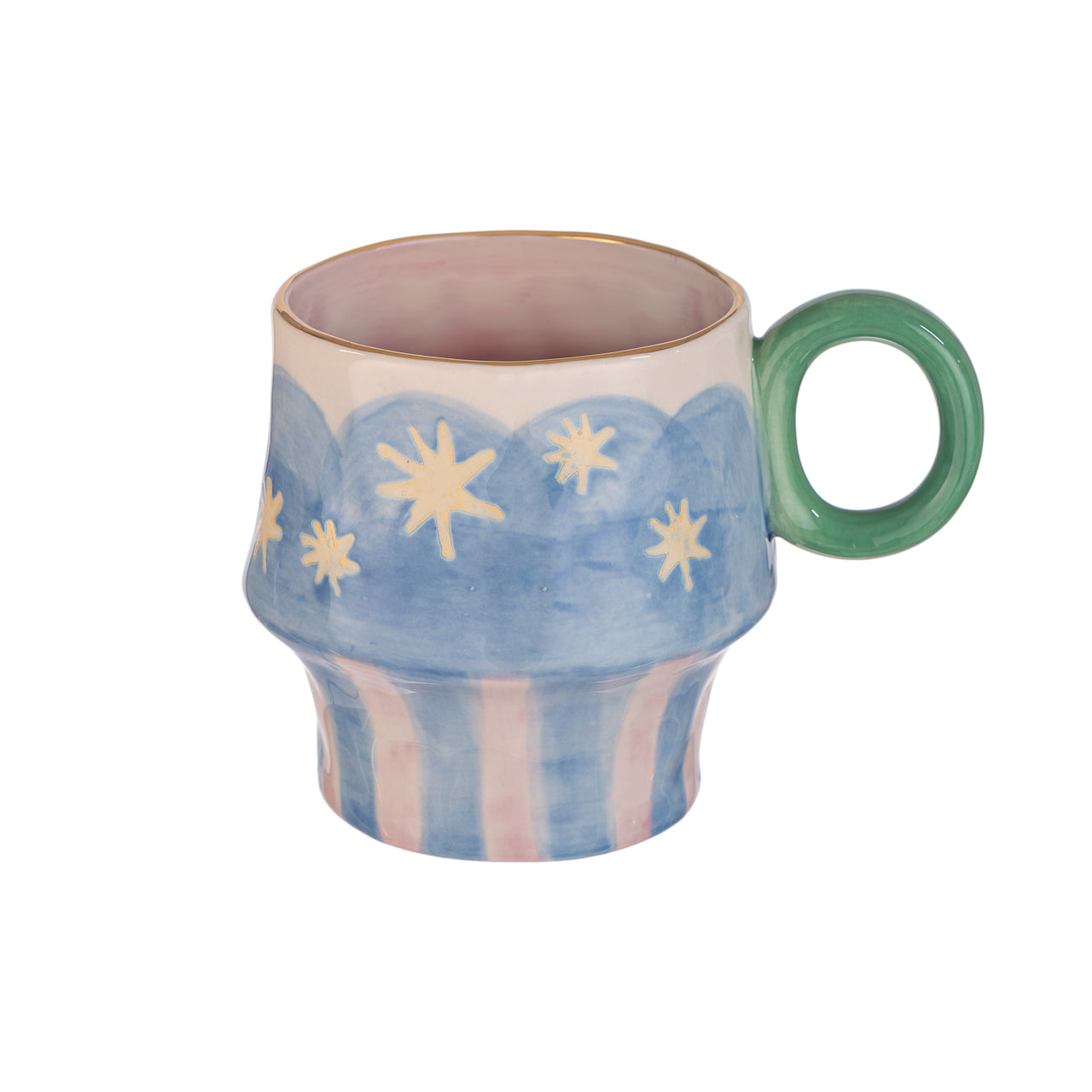Taza Cerámica con Base Celeste