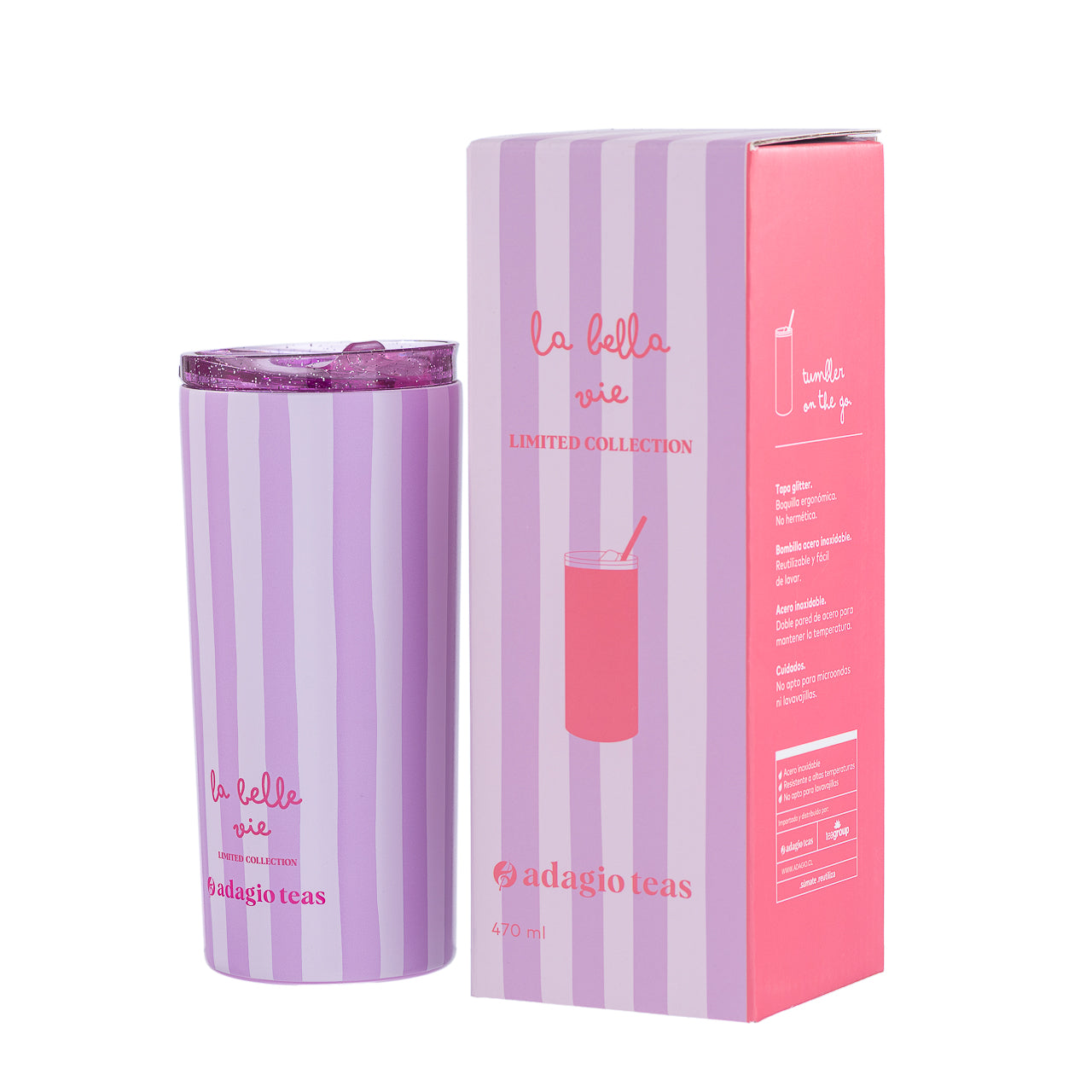 Tumbler Lineas Rosado