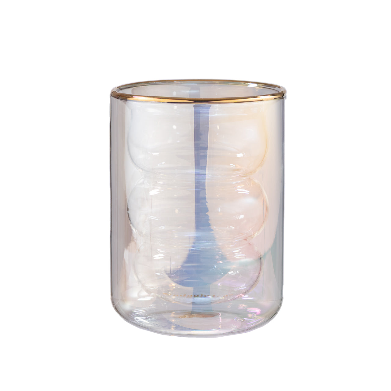 Vaso Doble Vidrio Matcha Iridescent