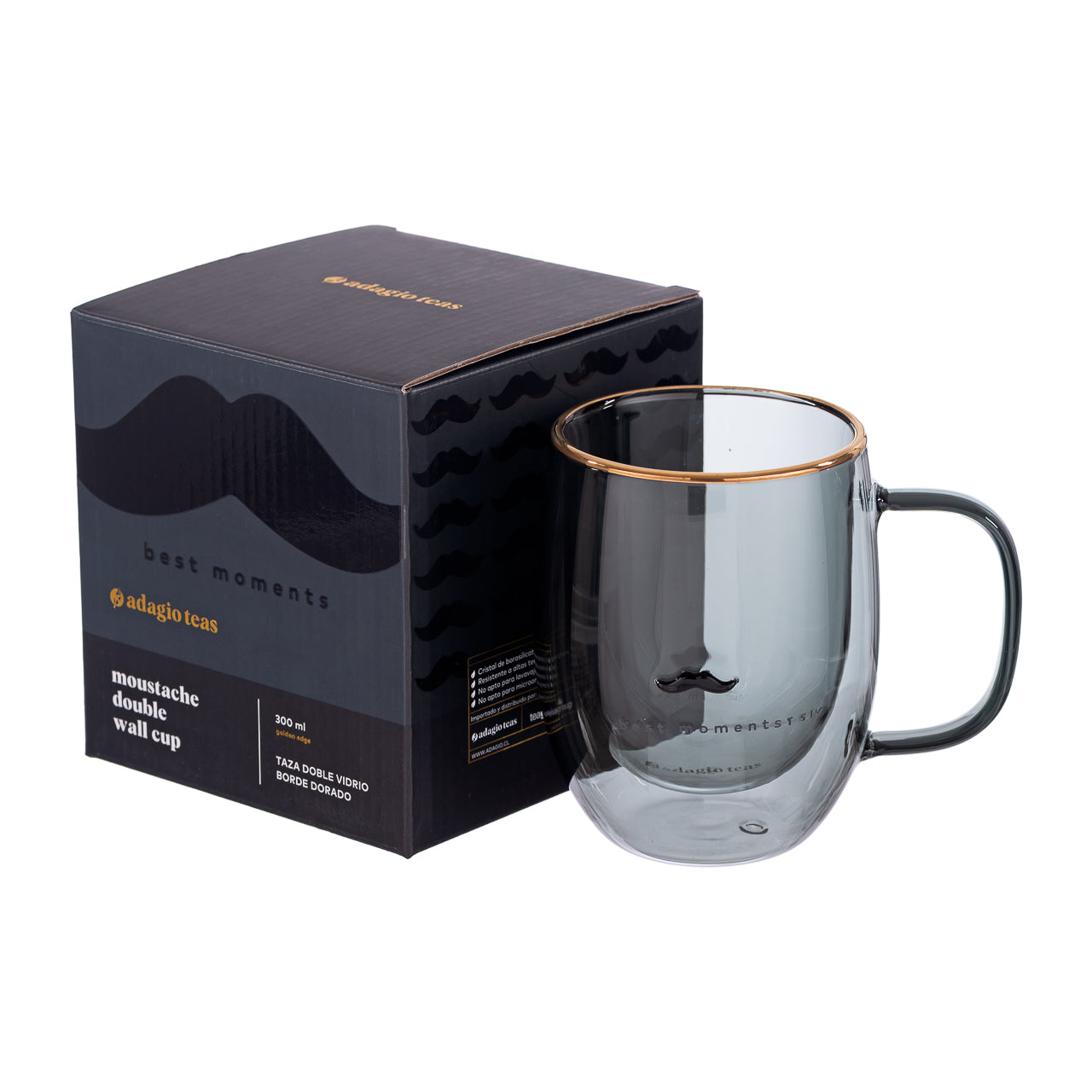 Taza Doble Vidrio Moustache