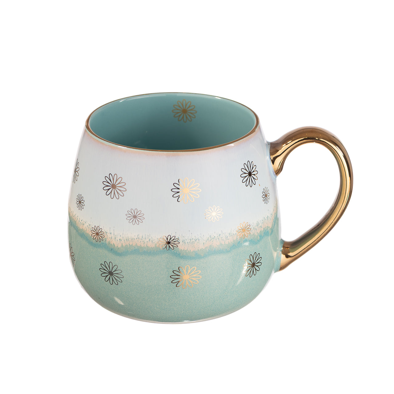 Taza Cerámica Turquesa Daisies