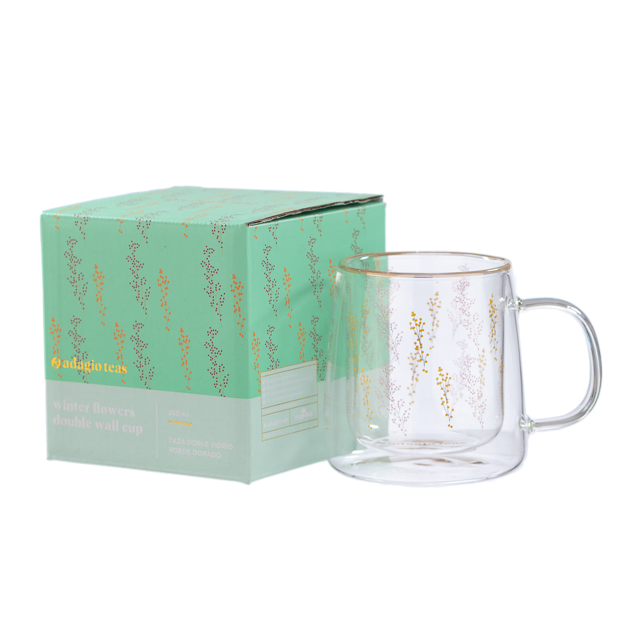 Taza Doble Vidrio Winter Flowers