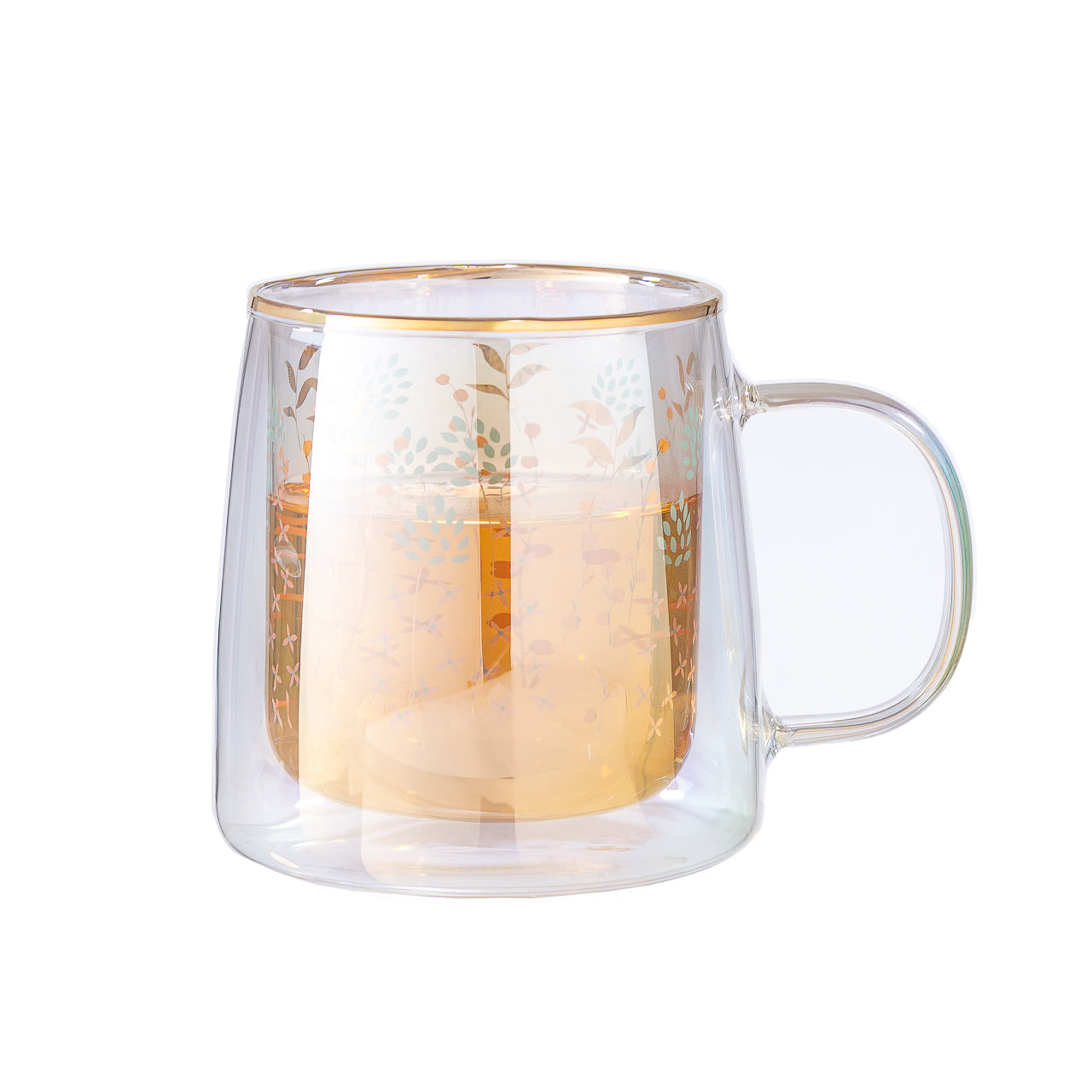 Taza Doble Vidrio Garden Iridescent