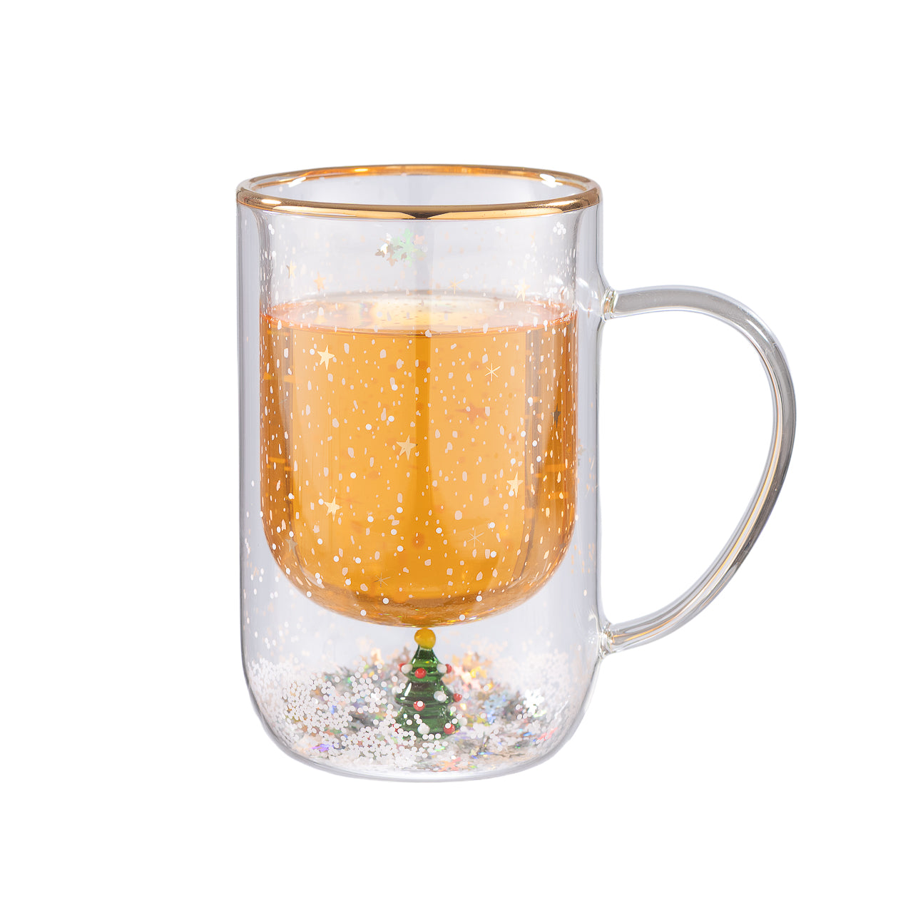 Taza Doble Vidrio Christmas Tree