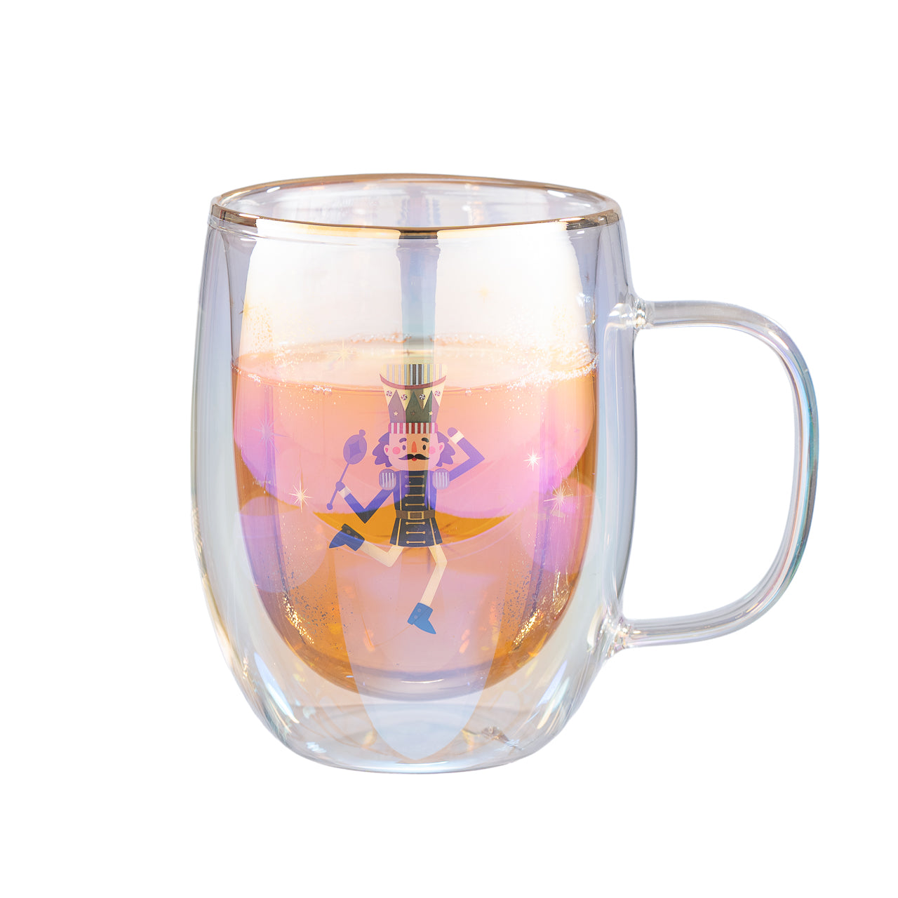 Taza Doble Vidrio Nutcracker