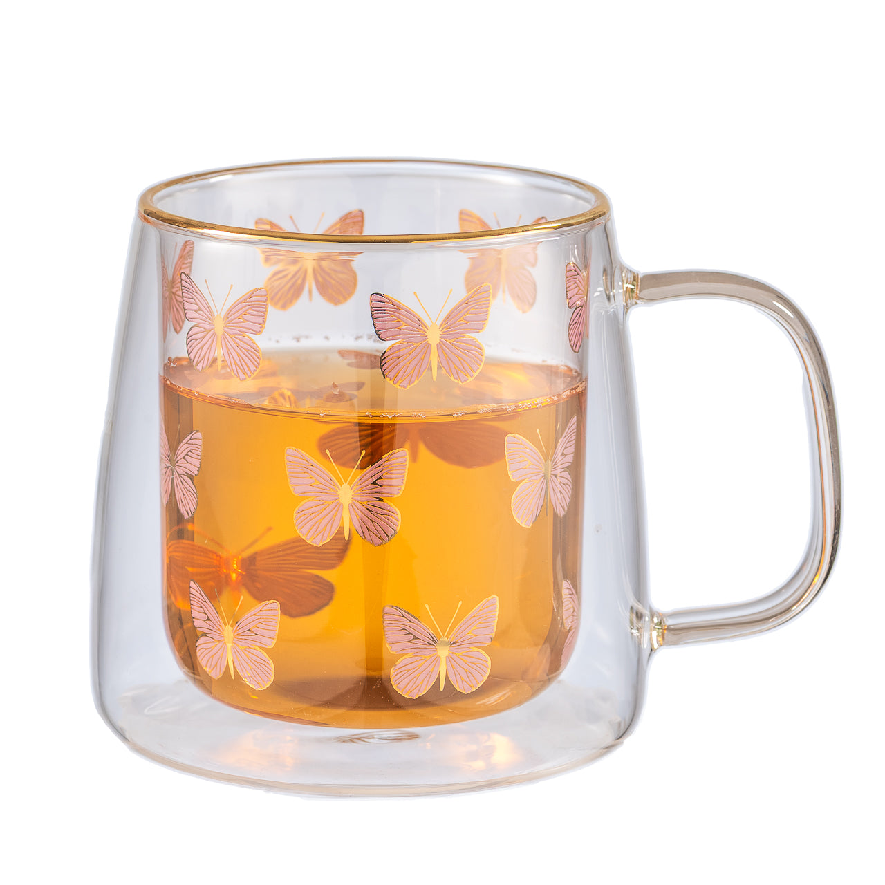 Taza Doble Vidrio Butterflies For You