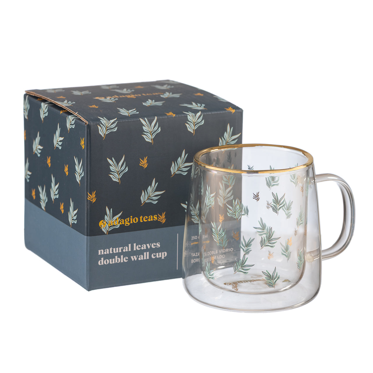 Taza Doble Vidrio Natural Leaves