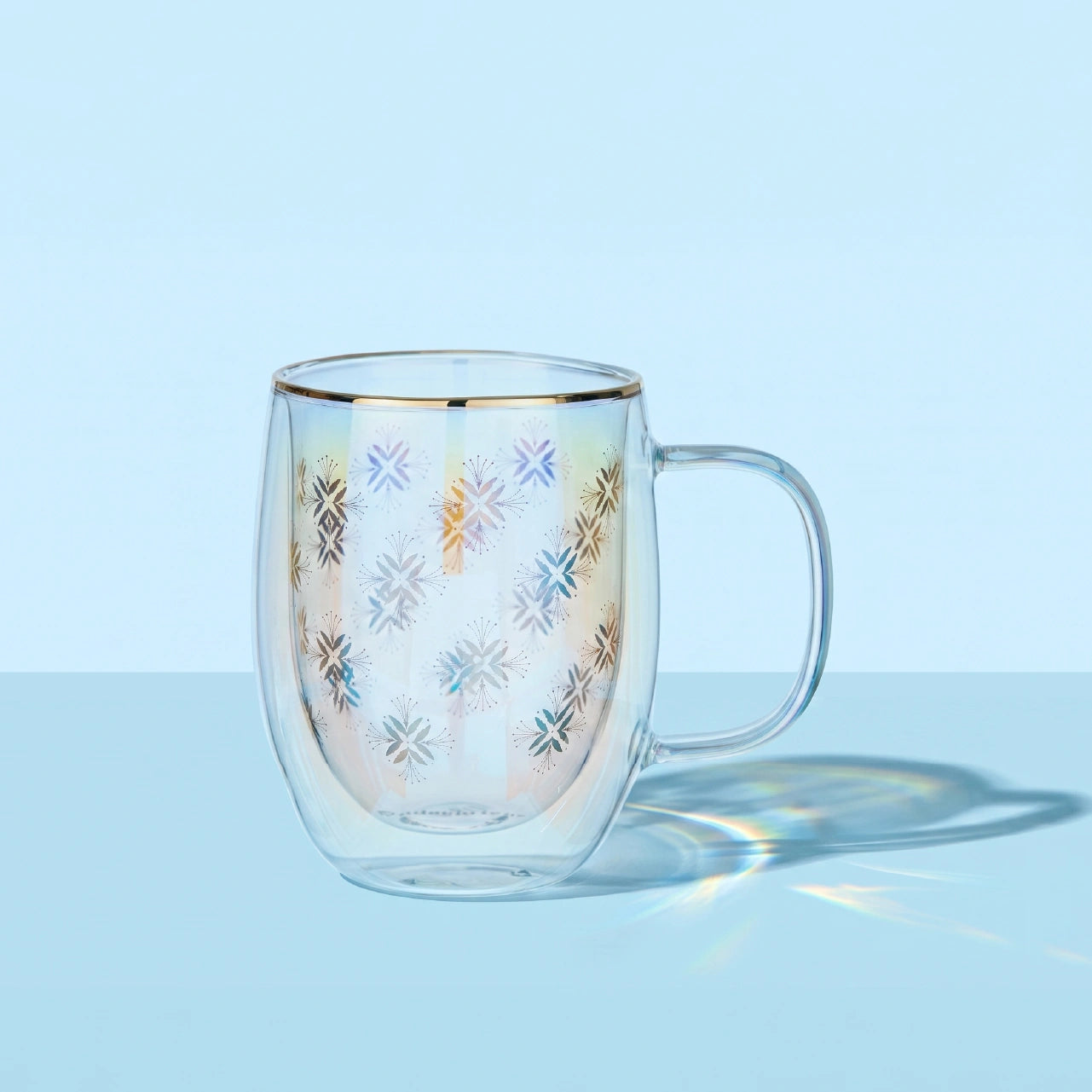 Taza Doble Vidrio Geometric Flowers