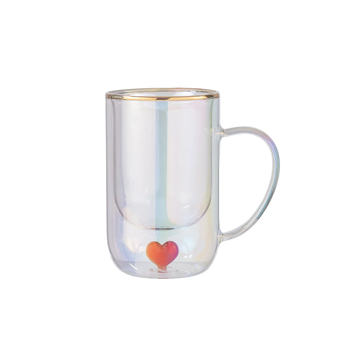 Taza Doble Vidrio Formas Corazón