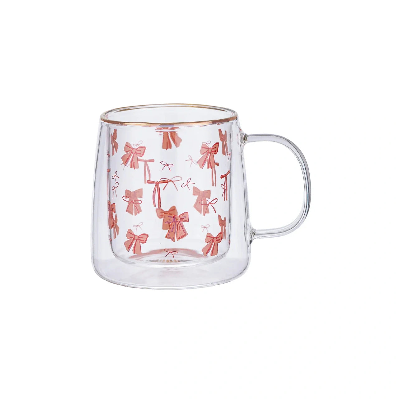 Taza Doble Vidrio Pink Ribbons