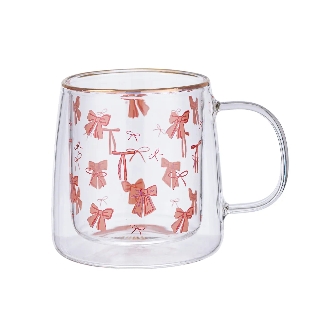 Taza Doble Vidrio Pink Ribbons