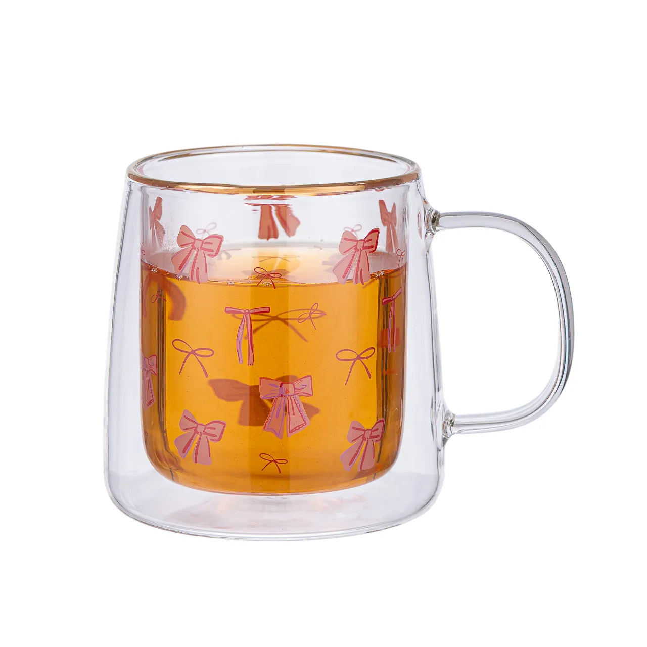 Taza Doble Vidrio Pink Ribbons