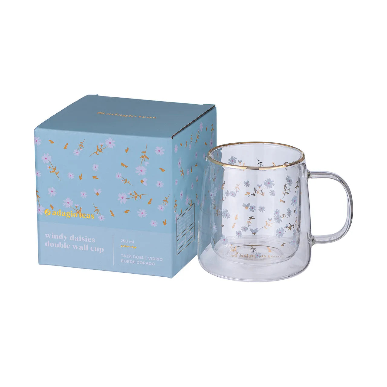 Taza Doble Vidrio Windy Daisies