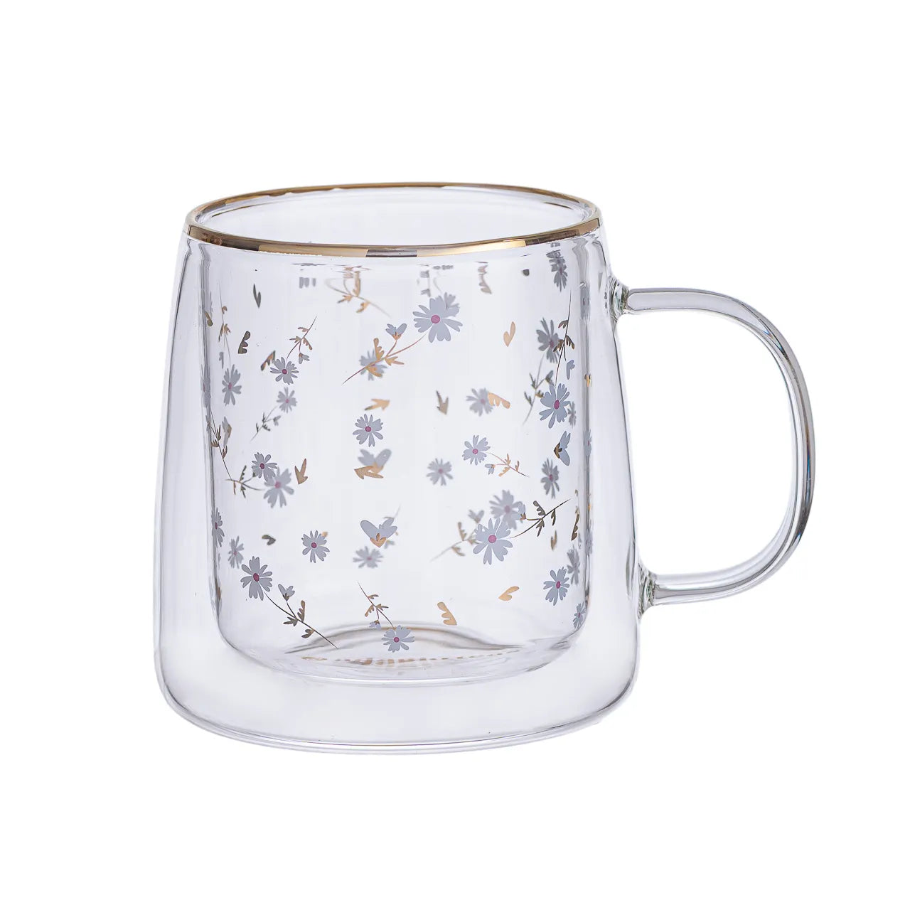 Taza Doble Vidrio Windy Daisies