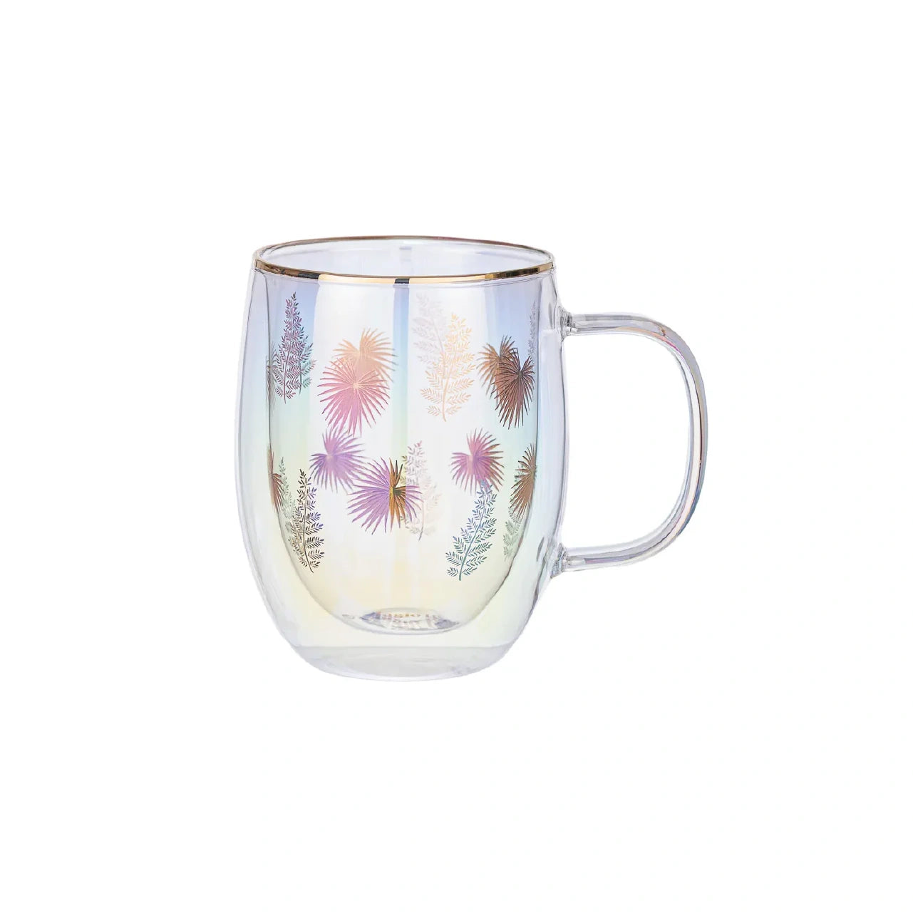 Taza Doble Vidrio Color Leaves