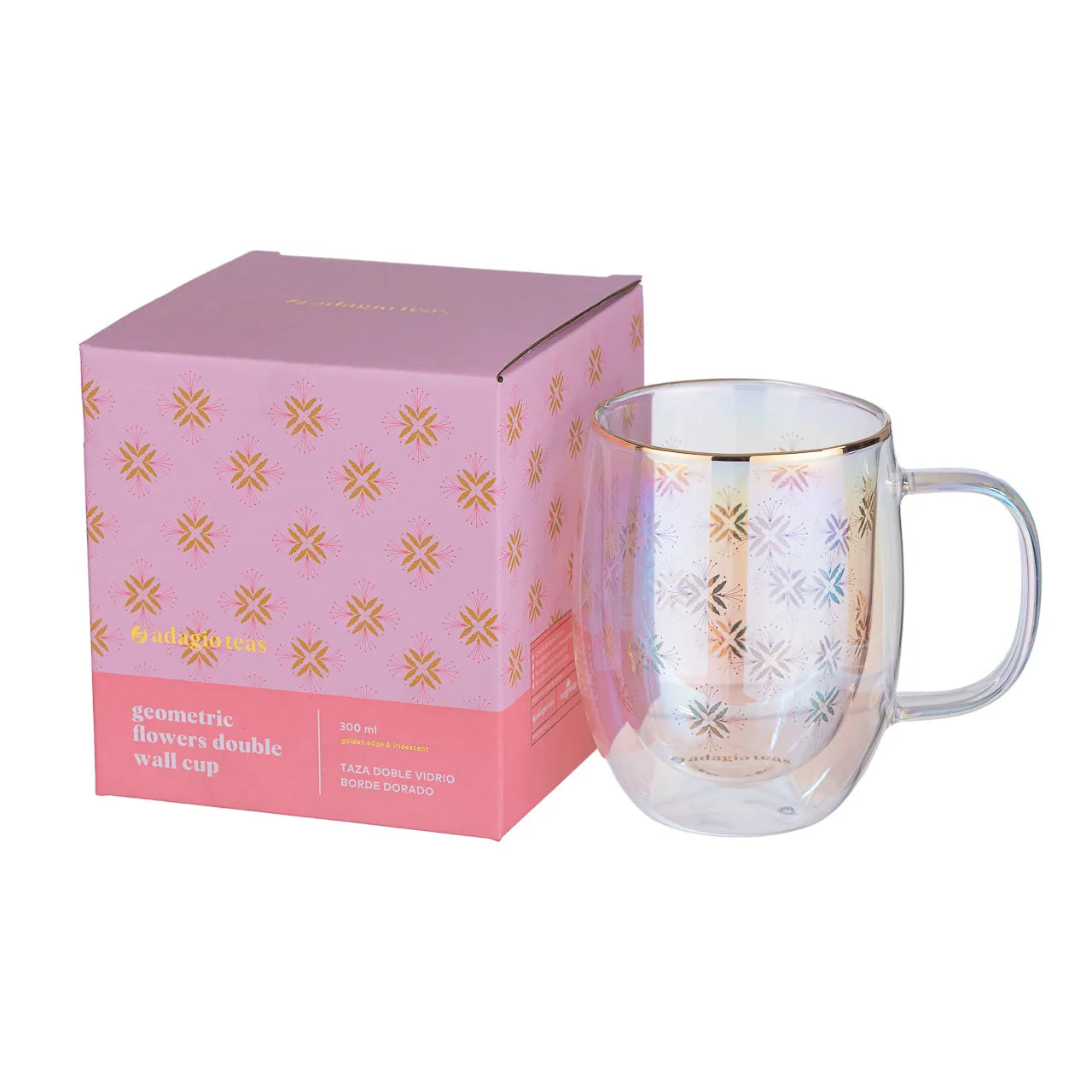 Taza Doble Vidrio Geometric Flowers