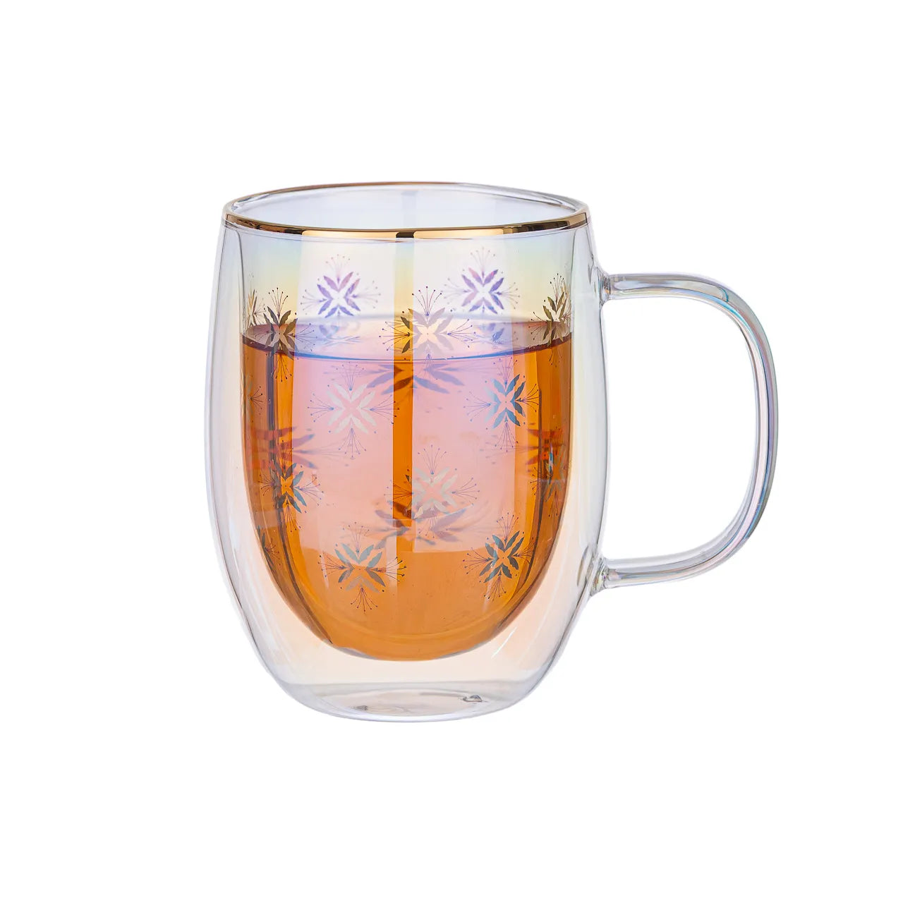 Taza Doble Vidrio Geometric Flowers