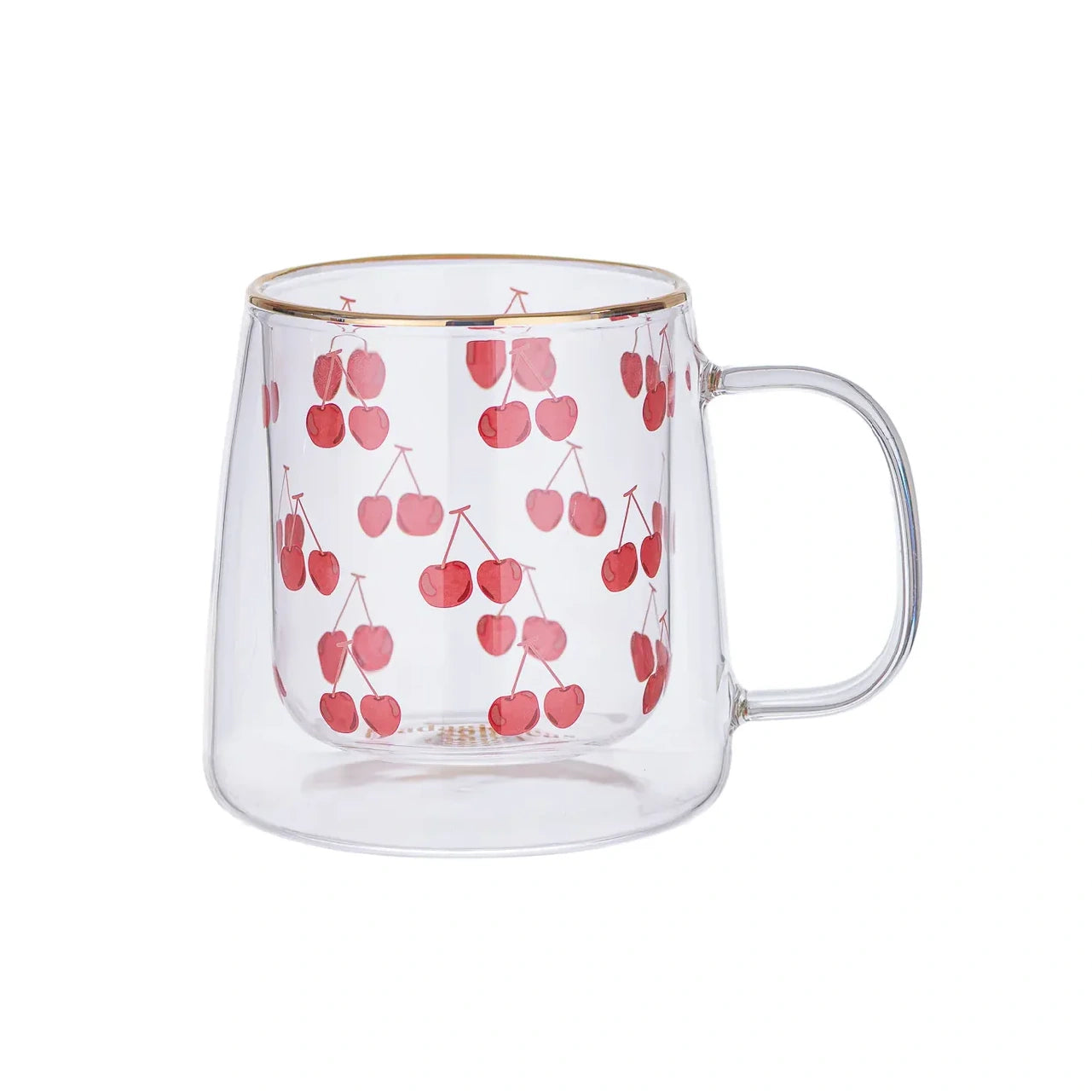 Taza Doble Vidrio Cherries