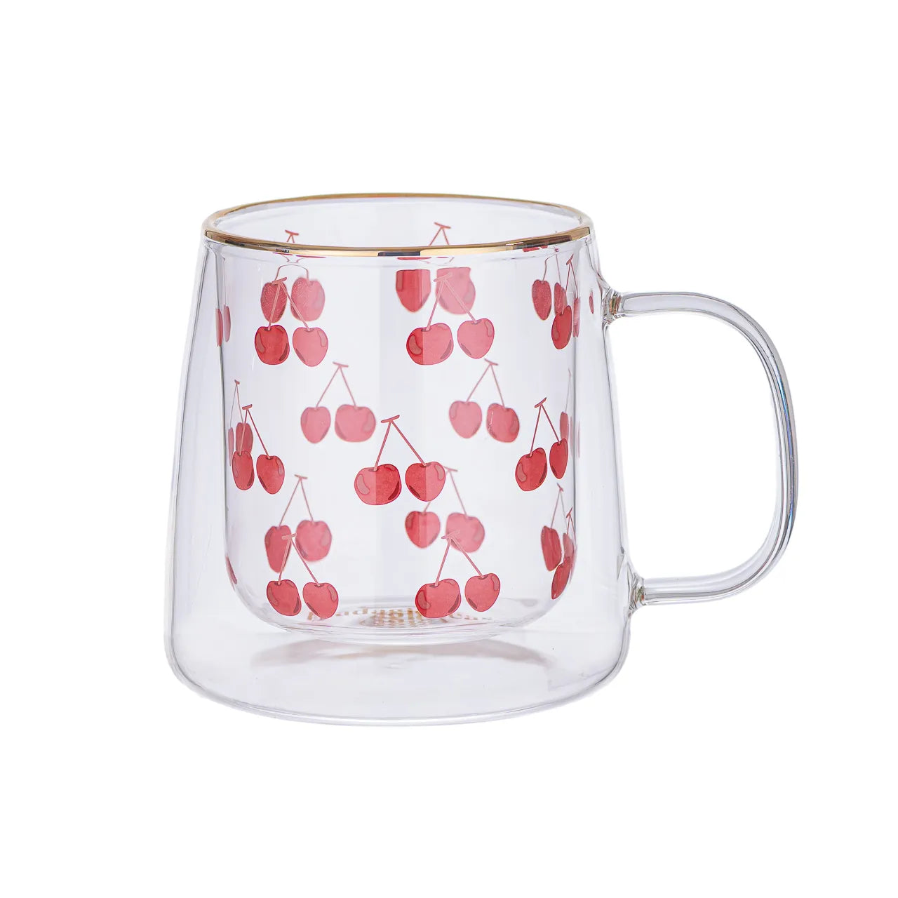 Taza Doble Vidrio Cherries