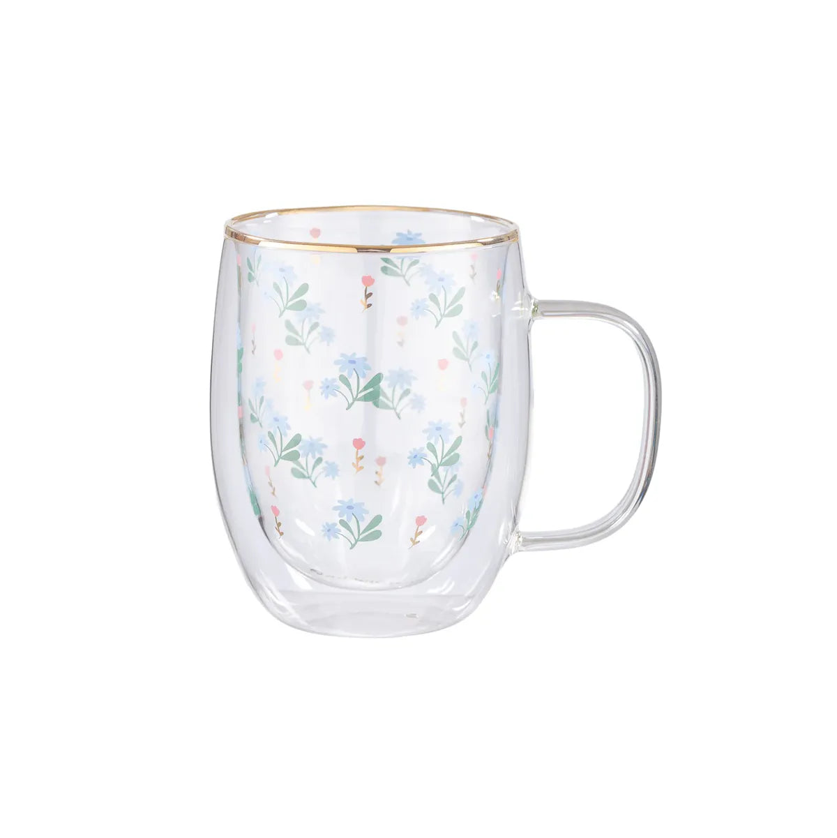 Taza Doble Vidrio Little Flowers