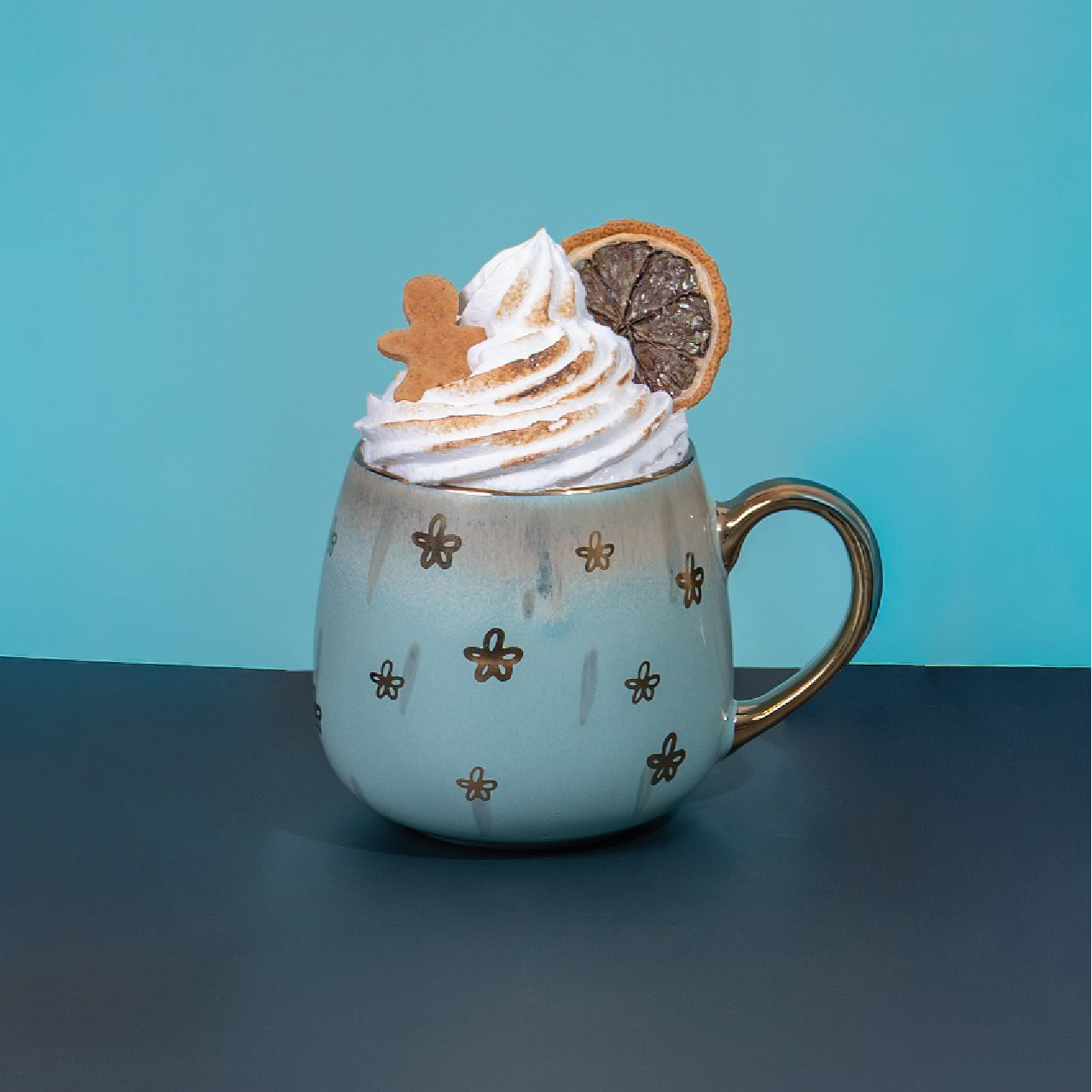 Taza Cerámica Turquoise Flowers