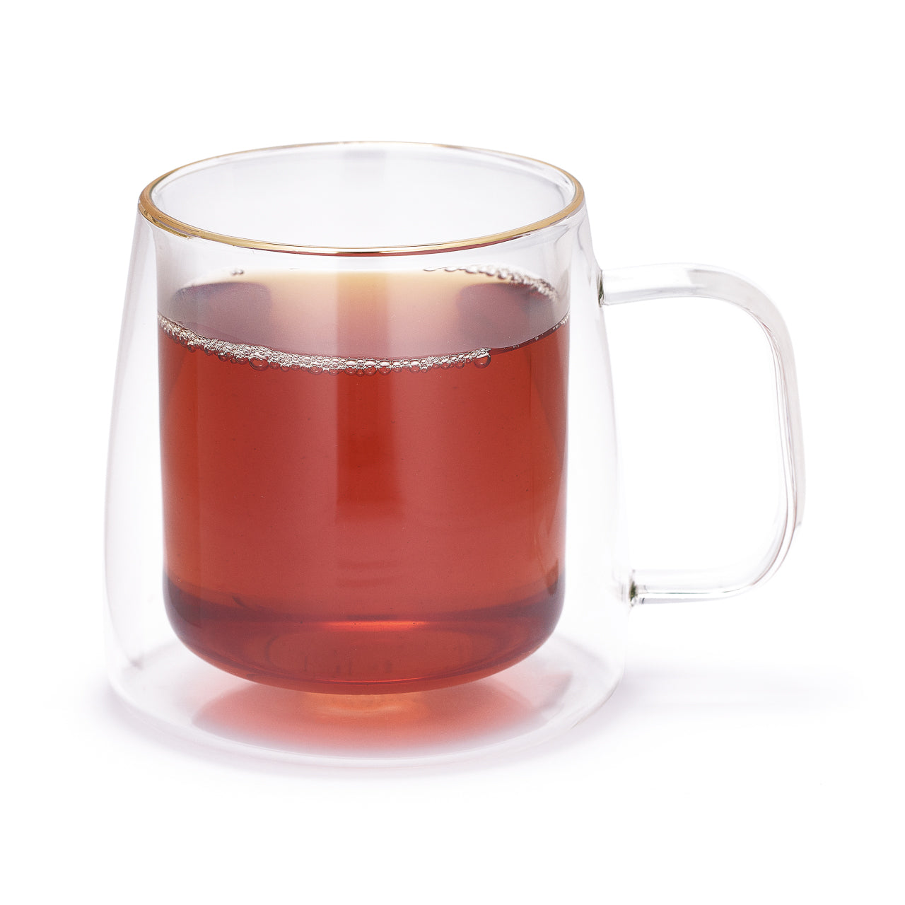 Taza Doble Vidrio Borde Dorado Grande