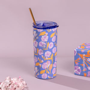 Tumbler Azul Flores