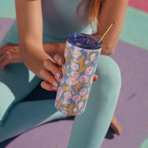 Tumbler Azul Flores