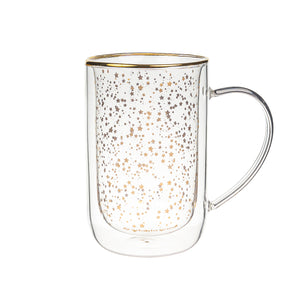 Mug Bhoro Doble Vidrio Estrellas Doradas