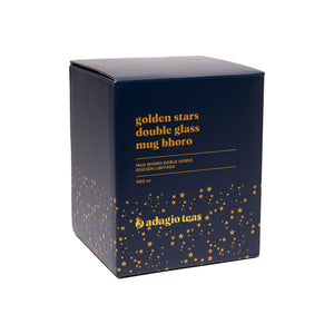 Mug Bhoro Doble Vidrio Estrellas Doradas