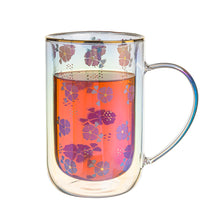 Cargar imagen en el visor de la galería, Mug Bhoro Doble Vidrio Flores Iridescent