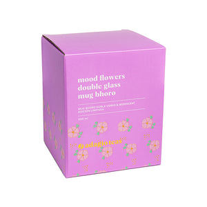 Mug Bhoro Doble Vidrio Flores Iridescent