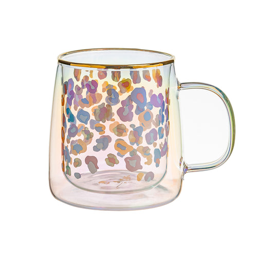 Taza Doble Vidrio Animal Print Iridescent