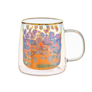 Taza Doble Vidrio Animal Print Iridescent