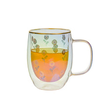 Cargar imagen en el visor de la galería, Taza Doble Vidrio Gold Blossom Iridescent