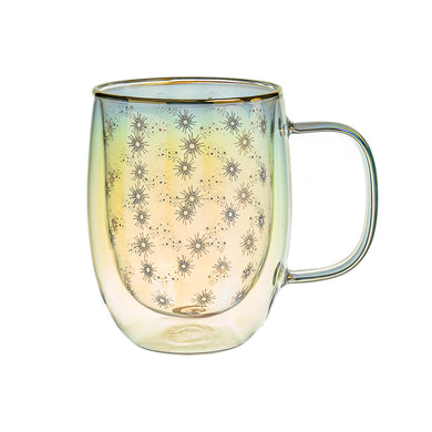 Taza Doble Vidrio Shooting Stars Iridescent