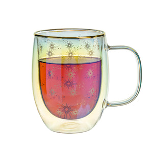 Taza Doble Vidrio Shooting Stars Iridescent