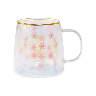 Taza Doble Vidrio Margaritas Iridescent